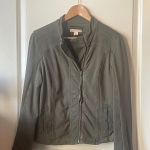 Peyton Jensen Army Green Knit Moto Jacket